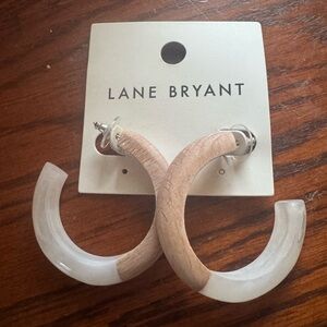 Lane Bryant Cream and Tan Hoop Earrings